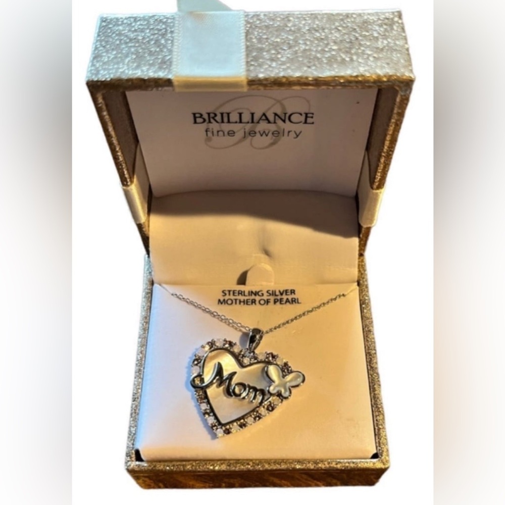 Brilliants fine jewelry mother-of-pearl mom necklace Real 925 Silver NWT